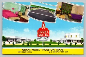 Postcard TX Grand Motel - Houston Texas US 90A & 59 Multi-View Interior Exterior - Picture 1 of 2