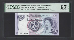 Isle Of Man One Pound ND(1983) P40c Uncirculated Grade 67 - Picture 1 of 2