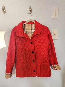 Burberry London Nova Check Quilted Jacket Red Lightweight Woman’s Size Small - Picture 1 of 7