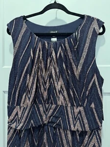 Alexa B Woman Shiny Maxi Dress Plus Sz 16W Navy Rose Gold Cocktail Party Dress - Picture 1 of 20