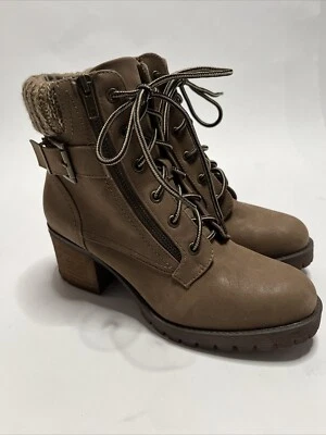 Mia Mujer Beckham Taupe Cremallera Botines Zapatos 8.5 Con Cordones Resistente Acogedora Suela Foto 1 de 4