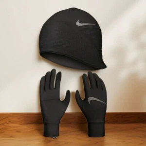 Nike Mujeres Cómodo Cálido Deportivo Correr Sombrero Guante Conjunto Negro Talla XS/S NUEVO CON ETIQUETAS - Imagen 1 de 2