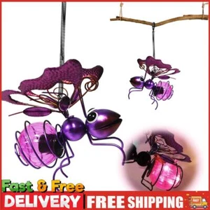 Solar Iron Insect Statue w/ LED Fairy Light Hanging Bee Light for Garden(Purple) - Picture 1 of 12