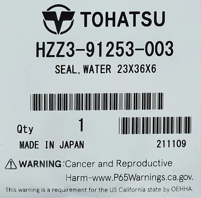 Tohatsu Water Seal HZZ3-91253-003 - Image 1 of 3