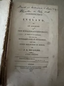The Constitution of England by JL De Lolme 1817 - Picture 1 of 16