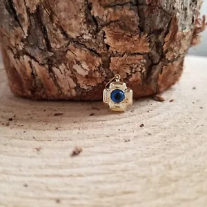 9K Gold Greek Evil Eye Cross Pendant - Good Luck & Protection Charm. Solid Gold. - Picture 1 of 4