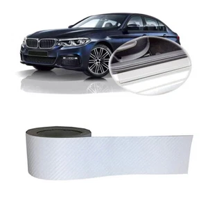 10x300cm Blanco 3D Fibra de Carbono Alféizar de Puerta de Coche Cubierta Antiarañazos Adhesivo - Imagen 1 de 5