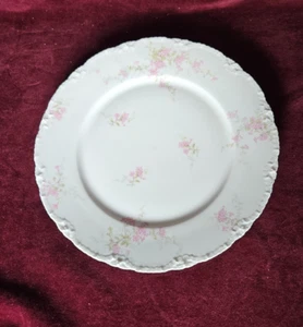 Antique Haviland Limoges France Dinner Plate(s) 9-3/4" Pink Roses Schleiger - Picture 1 of 6