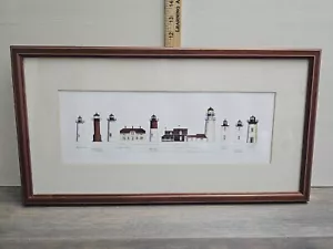 Robert Kline Signed Lighthouses Art Framed/Matted - Picture 1 of 6
