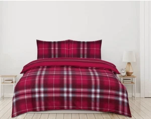 JUEGO FUNDA NÓRDICA REVERSIBLE A CUADROS TARTÁN ROJO HIGHLAND EN TAMAÑO DOBLE O KING - Imagen 1 de 3