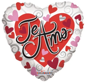 Te Amo Te Quiero Valentine's Day I Love You Hearts 18" Foil Mylar Party Balloons - Picture 1 of 16
