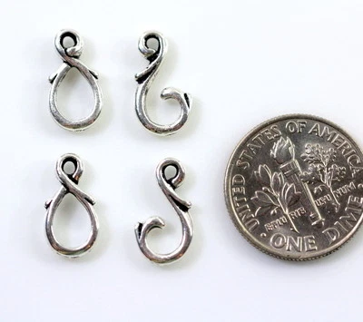 TierraCast Vine Hook & Eye Clasp Sets, Antiqued Silver Plate, 2 Set, 0612  - Image 1 of 4