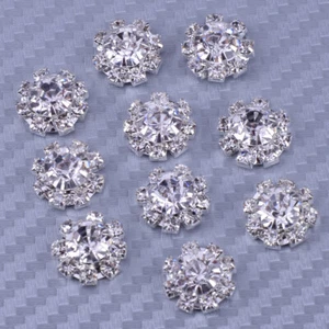 10stk Kristall Diamante Perlen-Blumen-Brosche-Knopf DIY Braut Hochzeit - Picture 1 of 3