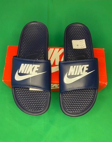 UK11 Nike Benassi JDI Slides Sliders Blu Bianco Nuovissimo