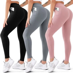 3 Pack High Waisted Leggings for Women Butt Lift Tummy Control Yoga Pants Wor... - Picture 1 of 6