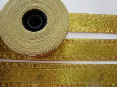 MARKENLOS 2/5/10 METER Borte Spitze Nichtelastisch Gold 3,7cm DE Bodüre