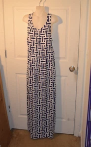 Brit Ryan blau & weiß geometrisches Sommerkleid Gr.4 schnell USA Versender  - Bild 1 von 3