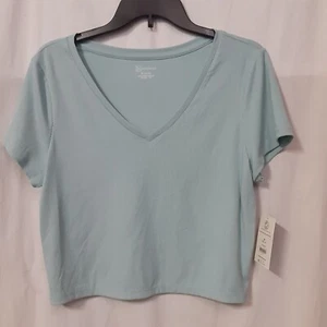 No Boundaries V-Neck Cropped Ribbed Cropped Teal Size Jr XL(15-17) - Picture 1 of 3