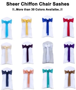 200 Chiffon Chair Sashes 7.5" Wider Fuller Bow Wedding Party Multiuse Decoration - Bild 1 von 46