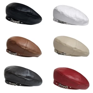 Boina informal vintage retro artista mujer imitación cuero PU gorra francesa gorro sombrero - Imagen 1 de 18