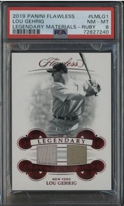 LOU GEHRIG 2019 Panini Flawless Ruby Legendary HOF Dual Jersey Number 4/10 PSA 8 - Bild 1 von 2