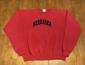 Vintage University of Nebraska Crewneck Sweatshirt XL 90s Red Embroidered - Picture 1 of 7
