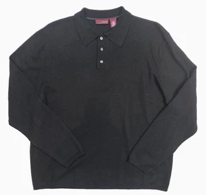 Maglione Merona Fine Italiano Nero Lana Merino 1/4 Bottone Uomo Taglia Large - Foto 1 di 5