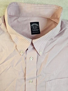Brooks Brothers Dress Shirt 20 36/37 Supima Cotton Non-Iron Stretch Check 4XL - Picture 1 of 10