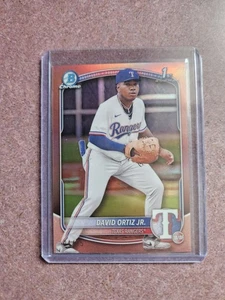 2025 Bowman David Ortiz Jr 1st Chrome Rose Gold Refractor 04/15- TEX Rangers - Picture 1 of 3