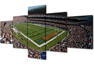 Arte de pared en lienzo de 5 paneles Tumovo estadio soldado de fútbol americano de los Chicago Bears 50"x24" Foto 1 de 4