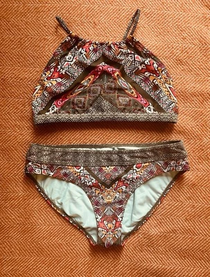 Traje de baño prAna 2 piezas bikini marrón verde rojo naranja para mujer S Foto 1 de 4