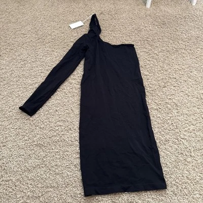 NUEVO CON ETIQUETAS Casco Lang Negro Fuera del Hombro Mujer Vestido M/L (antes $400) Foto 1 de 4