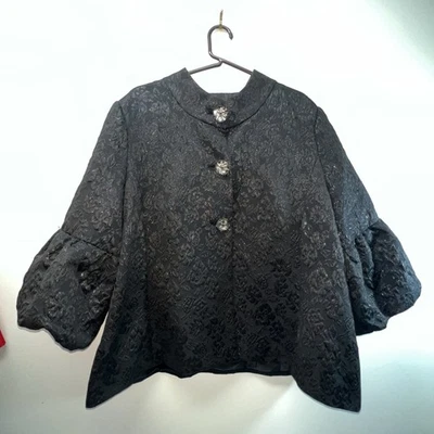 Chaqueta Laura Ashley Golden Glamour Floral Negra Jacquard Talla Mujer’s 2X Foto 1 de 4