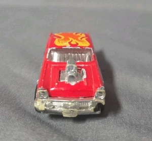 1980s Majorette Chevy 57 Red with Flames 1:64 Die Cast Metal Toy - Picture 1 of 10