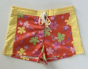 Vintage Lilly Pulitzer Girls Shorts Size 14 Floral Orange Yellow Drawstring - Picture 1 of 9
