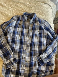 Camicia Lauren Ralph Lauren blu navy e bianca a quadri manica lunga abbottonata M - Foto 1 di 5