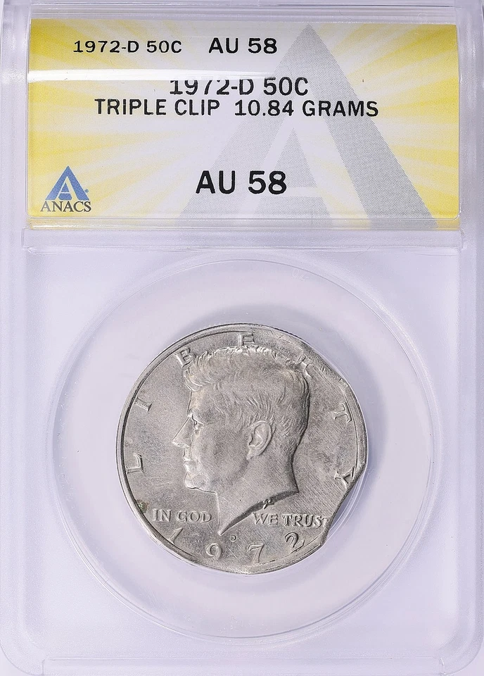 Error 1972-D Kennedy Half Dollar Triple Clip 10.84 Grams From Rippere Collection - Image 1 of 2