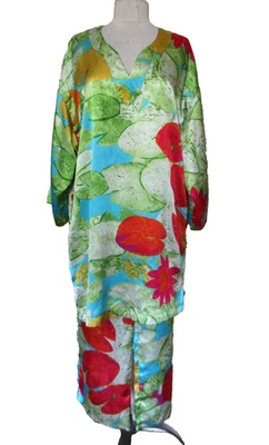 Conjunto de pijama de satén Natori a juego con almohadilla de lirio floral conjunto de salón XL para mujer Foto 1 de 4