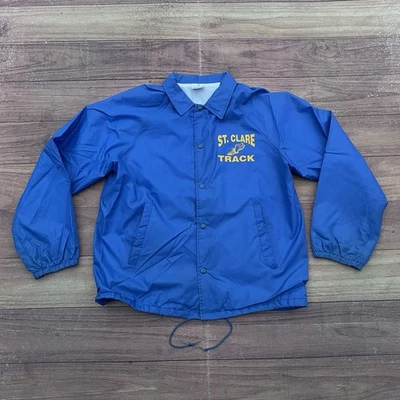Vintage 80s St Clare Track Staten Island NY Lightweight Lined Jacket Adult Sz L - Image 1 of 4