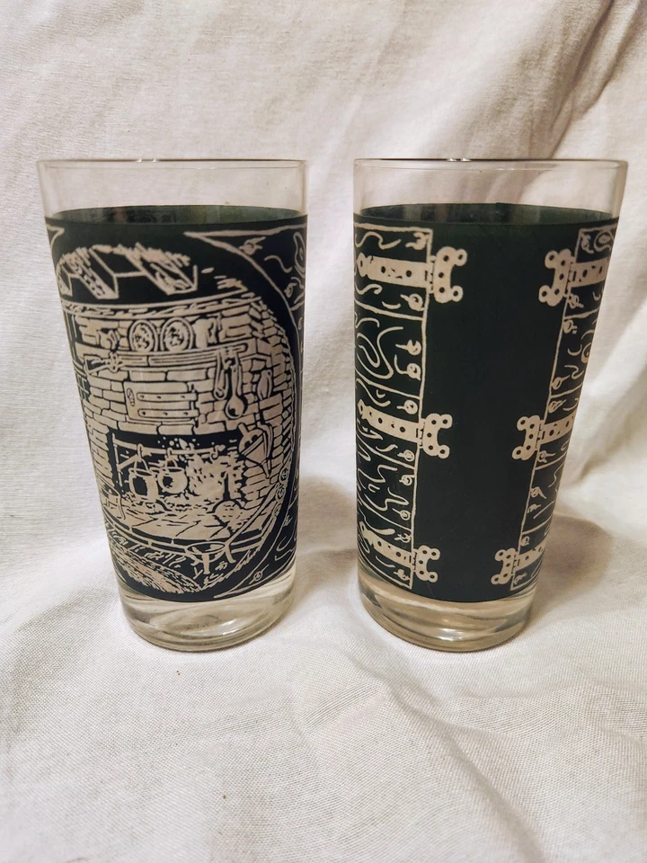 VTG Set of Royal USA COLONIAL HOMESTEAD Green 12 oz Highball Tumblers 5 5/8"  - Image 1 of 4