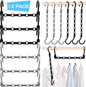 12 Pack Stronger Closet Organizers and Storage Space Saving Clothes Hanger with - Picture 1 of 7