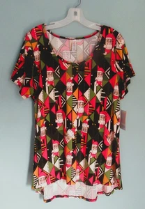 LULAROE CLASSIC T CHRISTMAS SANTA GEOMETRIC TOP XLARGE NEW - Picture 1 of 1