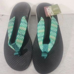 Chaco Ecotread Flips Turquoise/Gray Womens Size 10 Flip Flop Sandals New - Picture 1 of 8