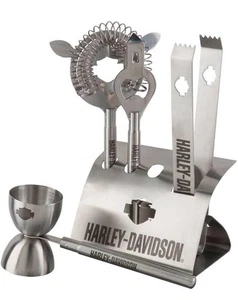 Harley-Davidson Bar Tool Set, Bar & Shield 5-Piece Stainless Set HDL-18536 - Picture 1 of 6