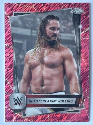 2025 Topps Chrome WWE Seth Freakin Rollins Pink Shimmer Refractor #5 Visionary! - Image 1 of 3