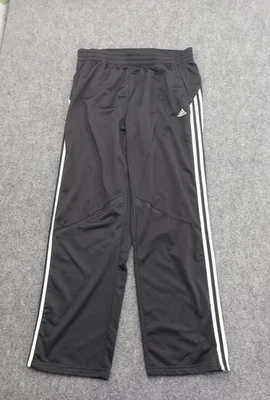 Adidas Track Pants Mens Large Black White Stripes Straight Leg Pockets Athletic - Image 1 of 4