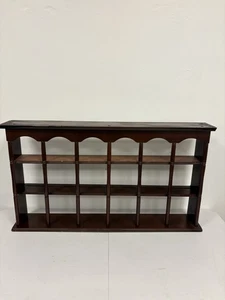 Vtg Ornate Wooden Tea Cup & Saucer Shelf 18 Windows 3 Tier Round Spindles - Picture 1 of 21