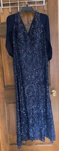 Mother of the Bride RM Richards Sequin Gown Chiffon Drape Cape Size 10 - Picture 1 of 10