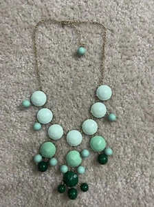 Waterfall Statement Bubble Bib Necklace, Green Colors, Big Chunky Chic* - Picture 1 of 3