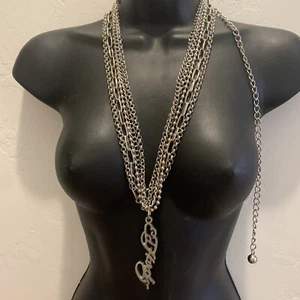 Vintage Ed Hardy Stainless Steel Chunky Chain Chains Necklace Pendant Rare New - Picture 1 of 6